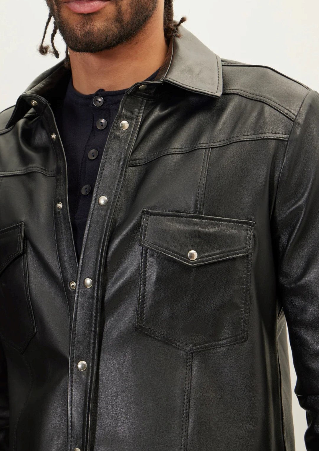 Men's Real Lamb Leather Full Sleeves Shirt Shirt Available In 5 Colors
