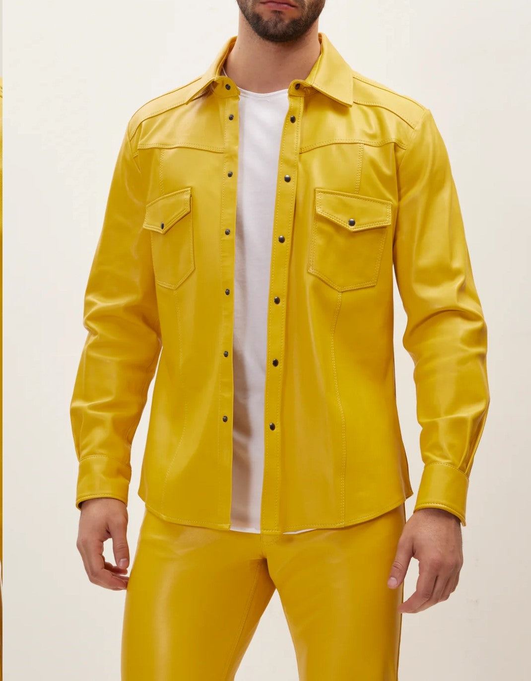 Men's Real Lamb Leather Full Sleeves Shirt Shirt Available In 5 Colors