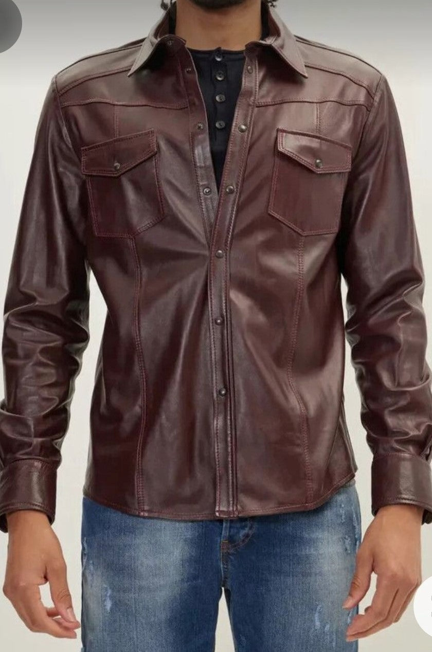 Men's Real Lamb Leather Full Sleeves Shirt Shirt Available In 5 Colors