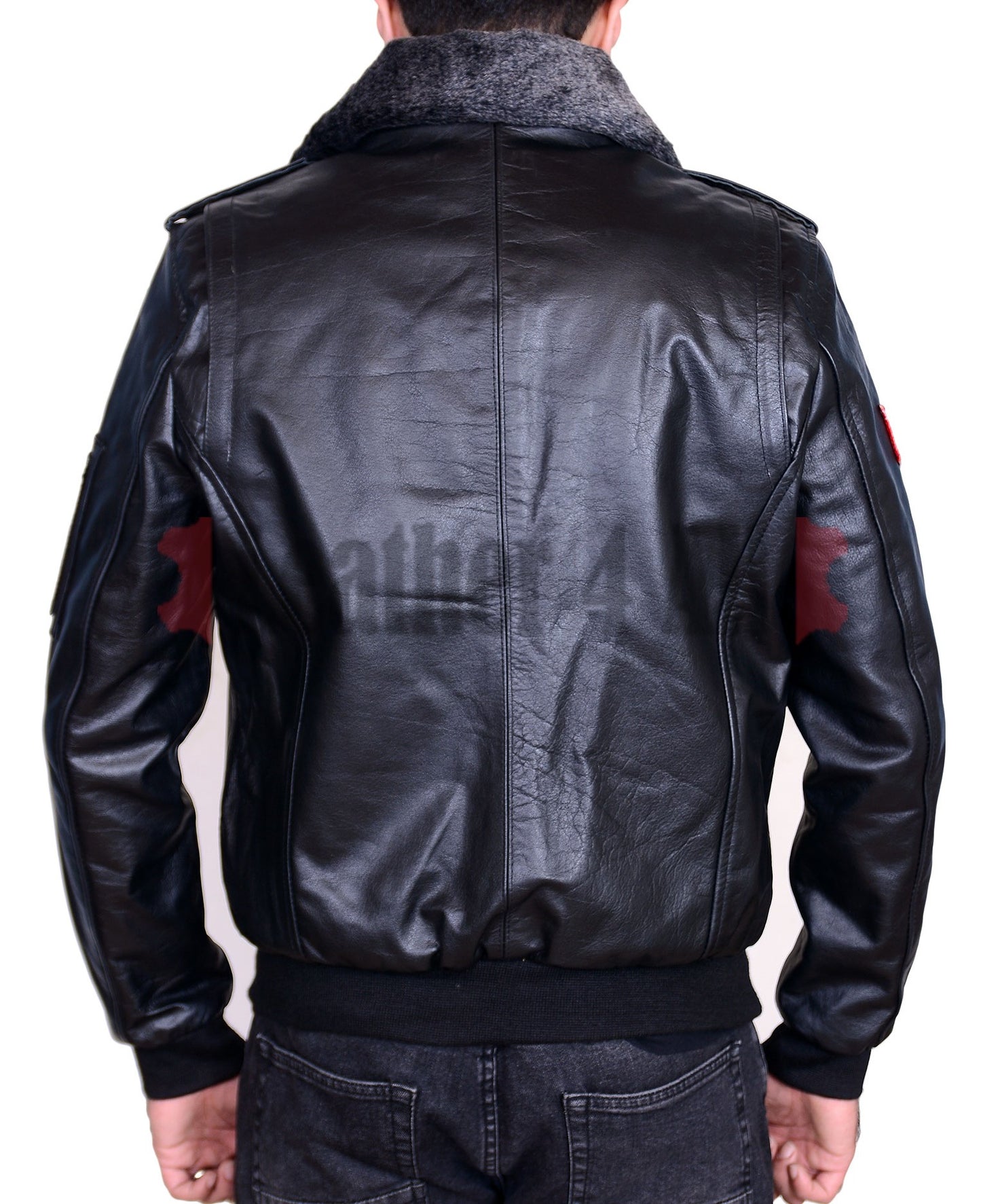 Men's Real Cowhide Leather Aviator Jacket Flying Jacket Removable Fur Collar: