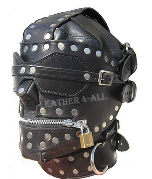 REAL LEATHER SENSORY DEPRIVATION BONDAGE SOFT LEATHER HOOD / MASK SD-HOOD 4