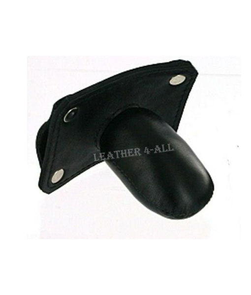 GENUINE LEATHER FACE MUZZLE HOOD MASK WITH BLINDFOLD HOOD-1