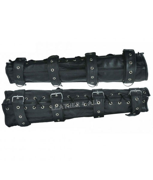 2 PCS GENUINE COWHIDE LEATHER ARM & LEG RESTRAINTS BINDERS STEEL BONNED
