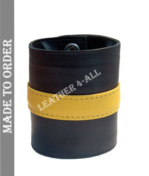 BDSM Leather Handcuffs Single Stripe Master Slave Contrast Stripes In Different Colors