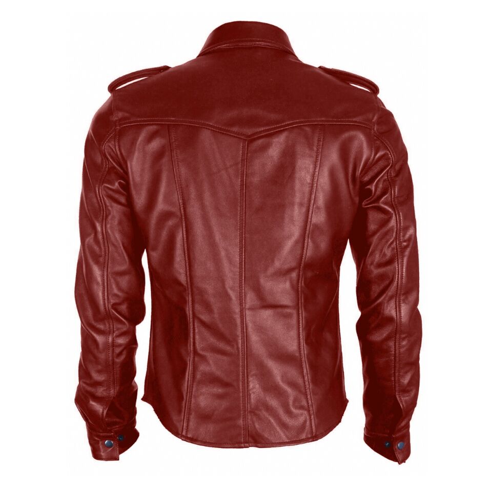 Men's Real Lamb Leather Full Sleeves Shirt Police Style BLUF Shirt Available In 3 Colors