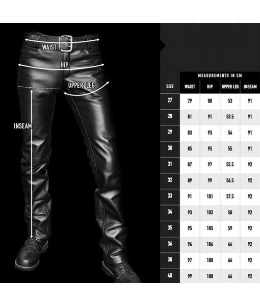 Men's Real Cow Leather Slim Fit 5 Pockets Style Pants Leather Slim Fit Casual Pants