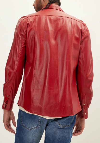 Men's Real Lamb Leather Full Sleeves Shirt  Shirt Available In 5 Colors