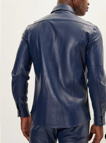 Men's Real Lamb Leather Full Sleeves Shirt  Shirt Available In 5 Colors