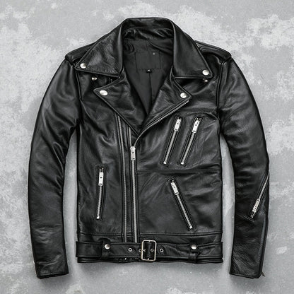 Men's Real Cowhide Leather Bikers Jacket With Extra Zips Brando Bikers Jacket: