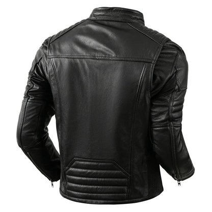 Men's Real Leather Bikers Jacket Quilted Panels Cafe Racer Jacket Bikers Jacket: