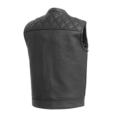 MEN'S REAL COW LEATHER BLACK WITH CONTRAST STITCH MOTORCYCLE VEST BIKERS VEST