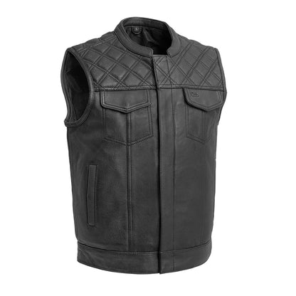 MEN'S REAL COW LEATHER BLACK WITH CONTRAST STITCH MOTORCYCLE VEST BIKERS VEST