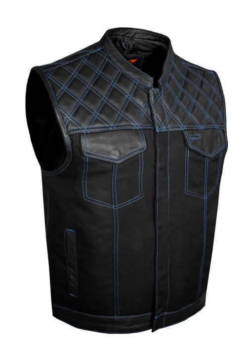 MEN'S REAL COW LEATHER BLACK WITH CONTRAST STITCH MOTORCYCLE VEST BIKERS VEST