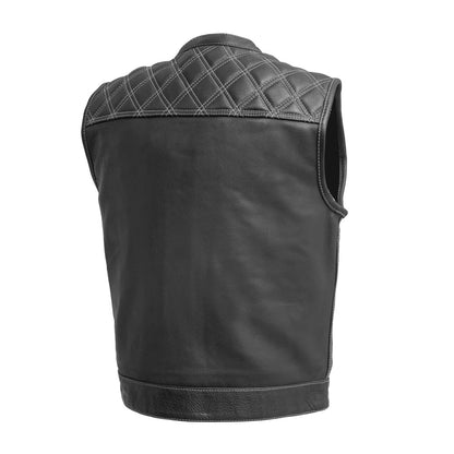 MEN'S REAL COW LEATHER BLACK WITH CONTRAST STITCH MOTORCYCLE VEST BIKERS VEST