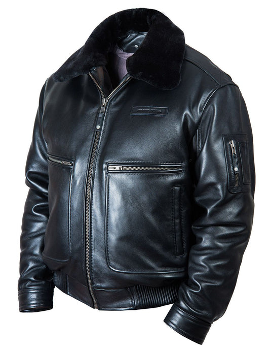 Men's Real Leather Flying Jacket Pilot /Aviator / Bomber + Detachable Fur Collar: