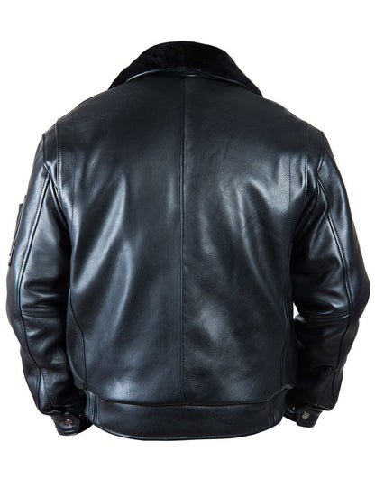 Men's Real Leather Flying Jacket Pilot /Aviator / Bomber + Detachable Fur Collar: