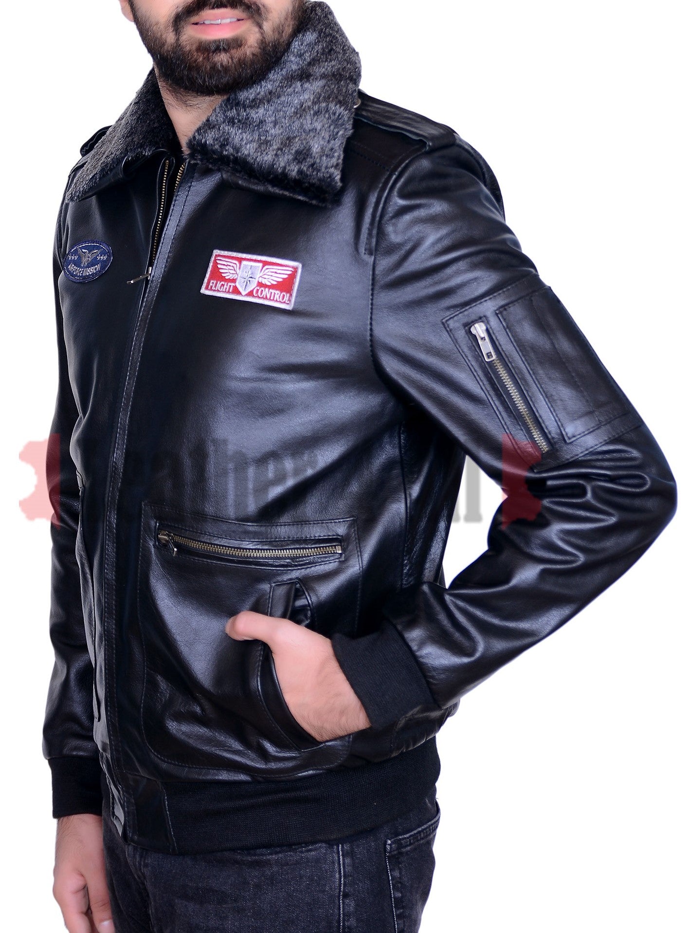 Men's Real Cowhide Leather Aviator Jacket Flying Jacket Removable Fur Collar: