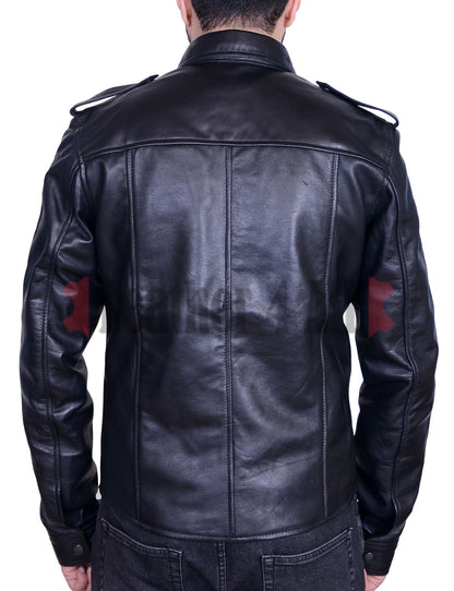 Men's Real Lamb Leather Police Shirt Full Sleeves Lamb Leathe Police / BLUF Club Wear Gay Shirt