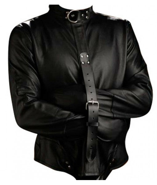 Men's Genuine Leather Heavy Duty Straitjacket Leather Restraint Jacket Straitjacket