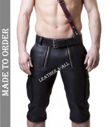 Men's Carpenter Shorts With Cargo Pockets Carpenter Shorts Made From Genuine Cow Leather