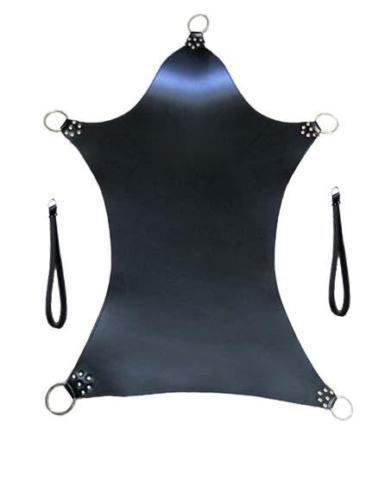 Real Leather Heavy Duty Sex Sling Swing with 2 Stirrups Mountable Black Color :