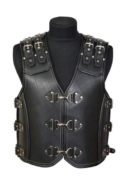 Men's Real Thick Leather Bikers vest Choppers Vest Steampunk Leather Vest