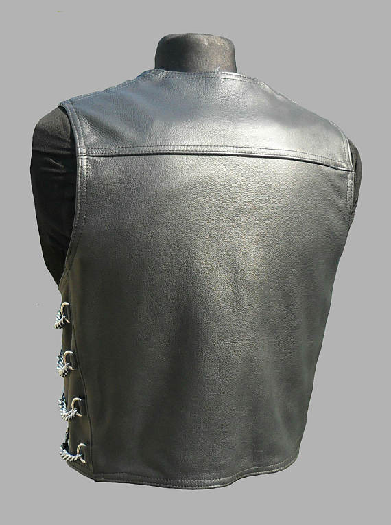 Men's Genuine Leather biker vest Chained Choppers Vest Steampunk Vest Goth Vest