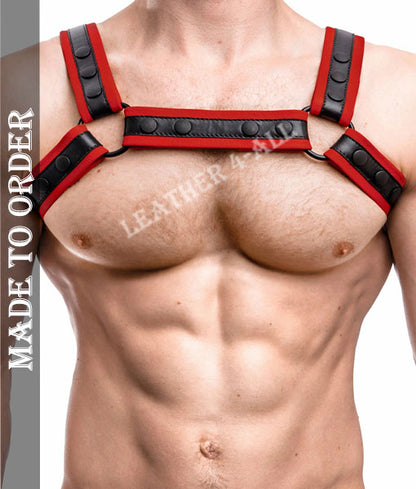 Men's Genuine Cowhide Leather Chest Harness Contrast Leather Harness Available In Different Colors