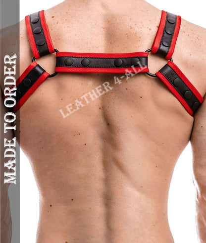 Men's Genuine Cowhide Leather Chest Harness Contrast Leather Harness Available In Different Colors