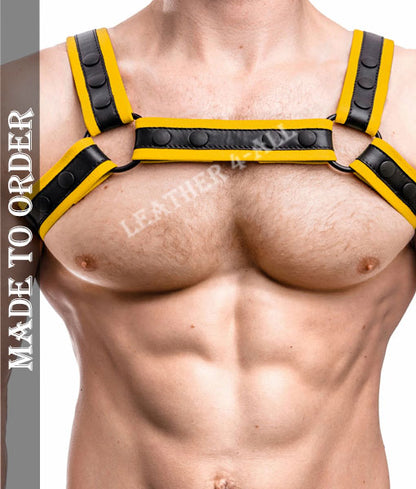 Men's Genuine Cowhide Leather Chest Harness Contrast Leather Harness Available In Different Colors