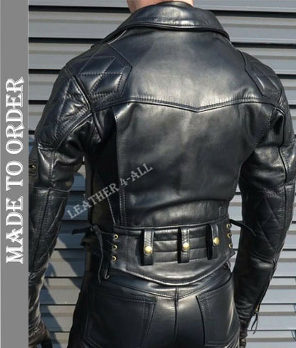 Men's Real Leather Bikers Jacket Quilted Or Padded Panels Bikers Leather Jacket