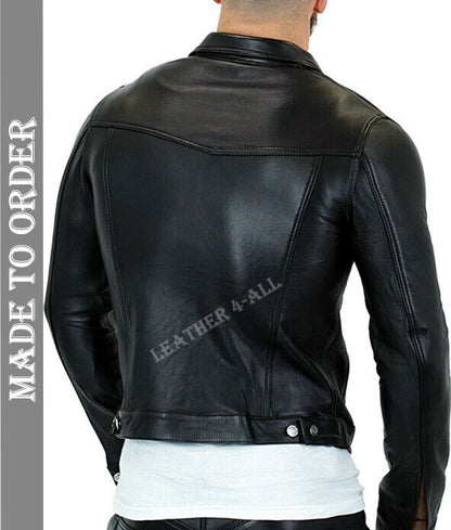 Men's Genuine Lamb Leather Jacket Bikers Leather Jacket