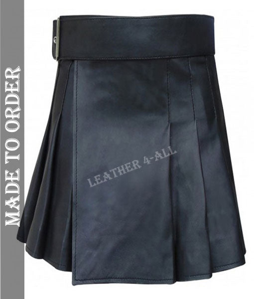 Men's Real Cowhide Leather Pleated Kilt Club Wear Kilt