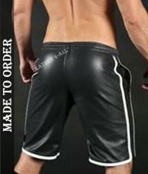 Men's Real Lamb Leather Basketball Shorts Available In 3 Colours Stripes