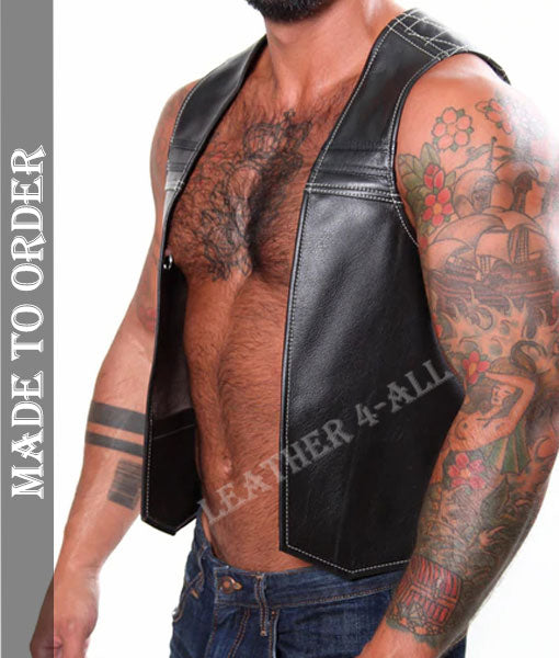Men's Genuine Cow Leather Bartender Vest