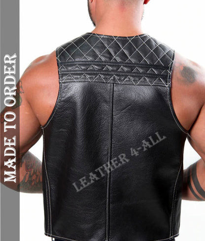 Men's Genuine Cow Leather Bartender Vest