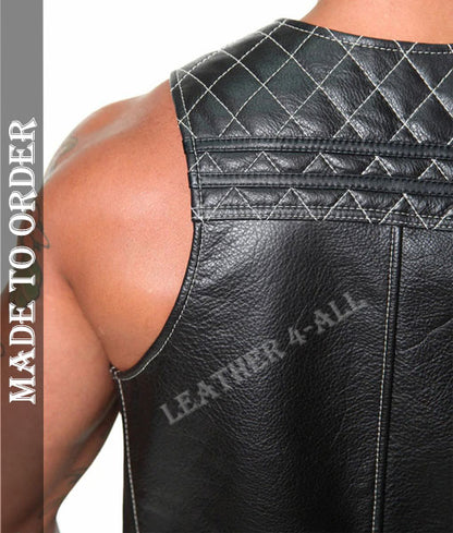 Men's Genuine Cow Leather Bartender Vest