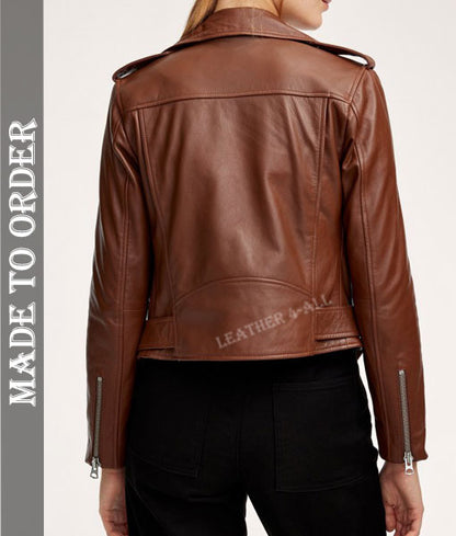 Women's Lamb Leather Motor Bikers Jacket Classic Moto Style Bikers Jacket