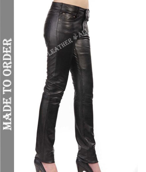 Women Real Lamb Leather 501 Style Pants Slim Fit Levi's Style Leather Pants