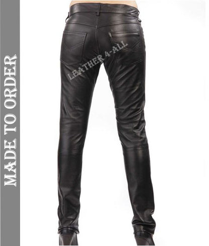 Women Real Lamb Leather 501 Style Pants Slim Fit Levi's Style Leather Pants