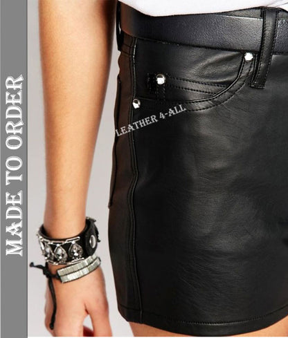 Women Genuine High Quality Lamb  Leather Shorts