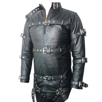 Men's Genuine Leather Heavy Duty Club Wear Straitjacket With Leather Straps Straitjacket: