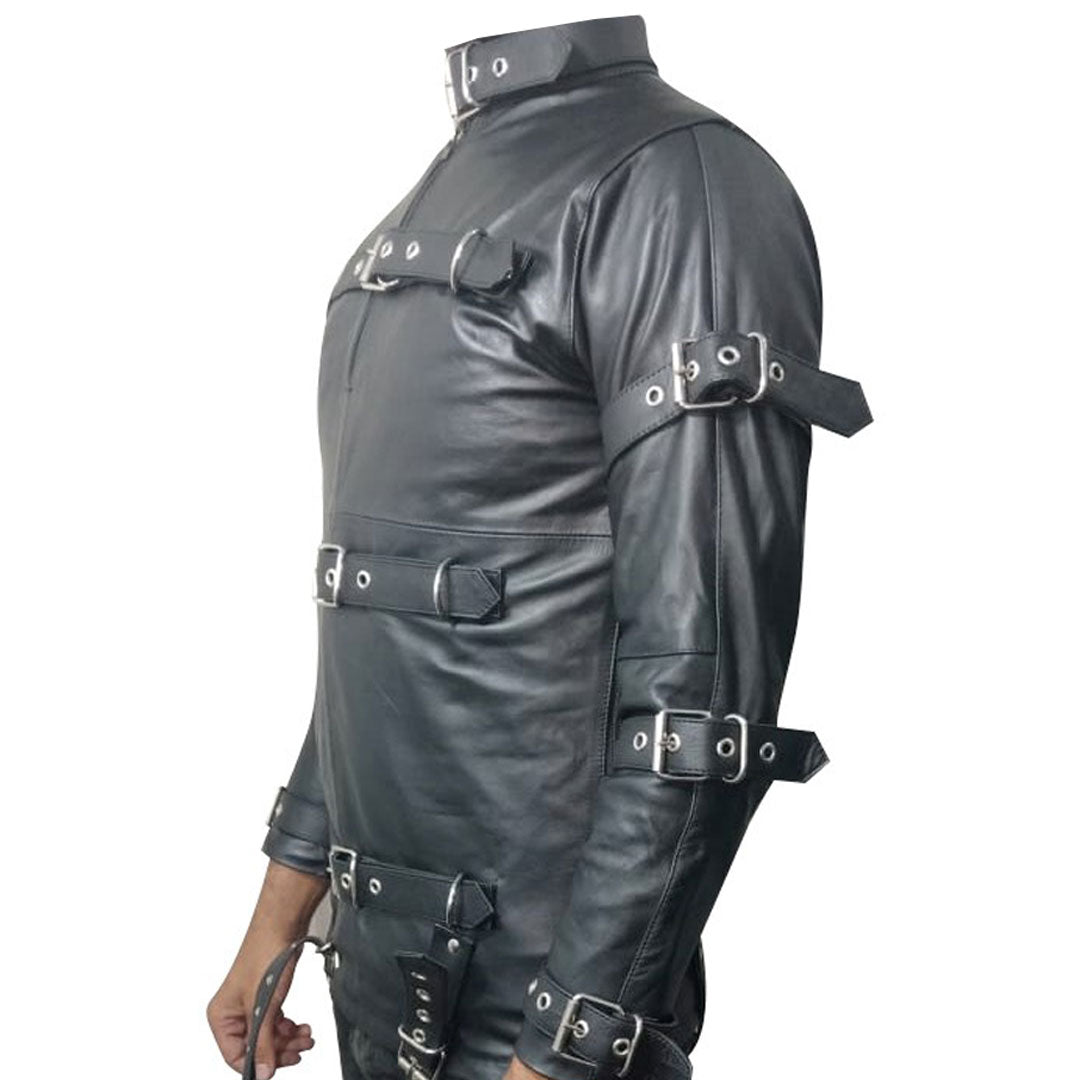 Men's Genuine Leather Heavy Duty Club Wear Straitjacket With Leather Straps Straitjacket: