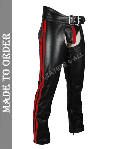 Men's Real Leather Bikers Chaps Leather Chaps Available In 3 COLORS Stripes