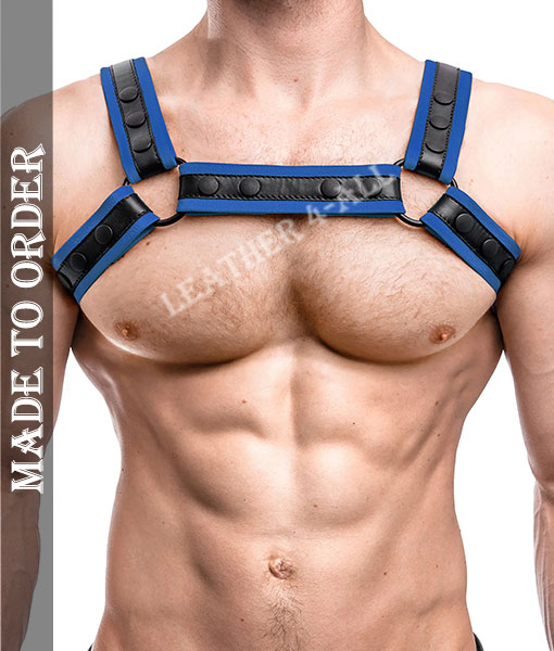 Men's Genuine Sheep Leather Chest Bulldog Contrast Leather Harness Available In Different Colors
