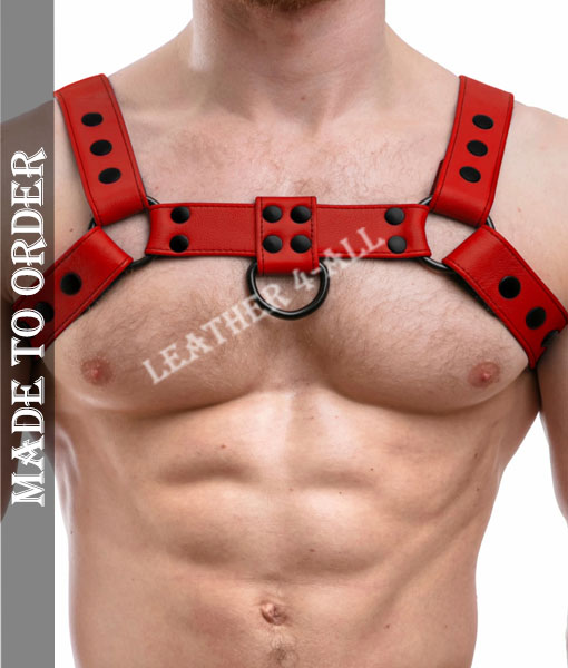 Men's Genuine Sheep Leather Sexy Chest Harness with Plain Leather In Different Colors