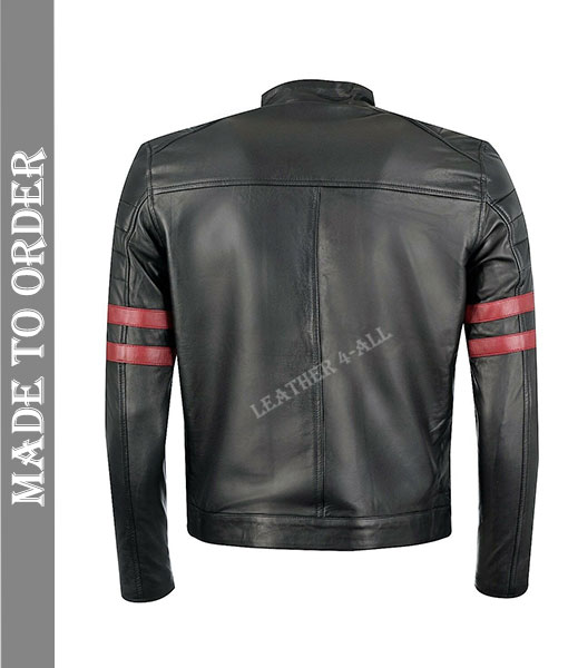 Men's Real Lamb Leather Quilted Panels Bikers Jacket Cafe Racer Jacket 